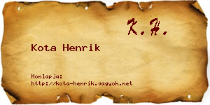 Kota Henrik névjegykártya
